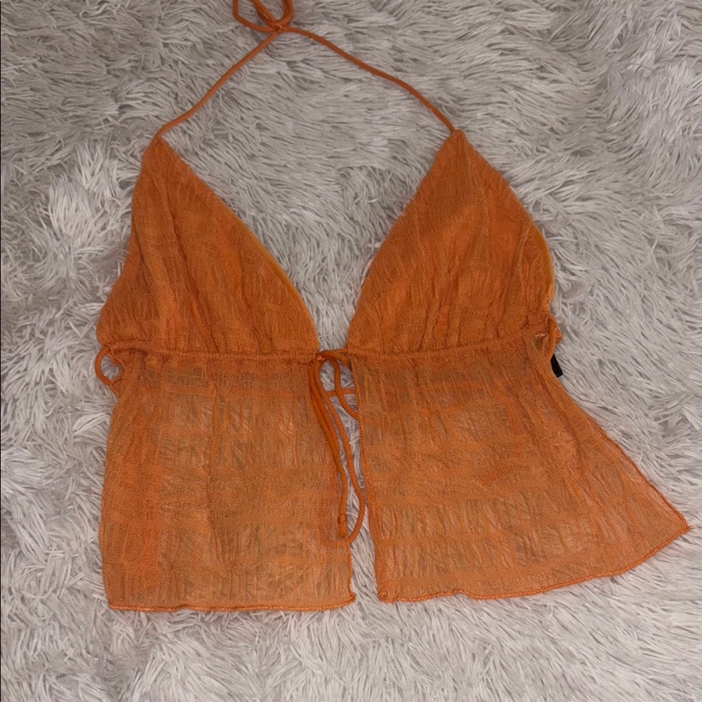 SHEIN Vibrant Orange Halter Top